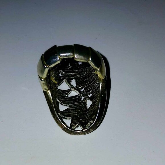 Bundle of 3 silver tone statement costume stretch rings, EUC - Picture 3 of 7